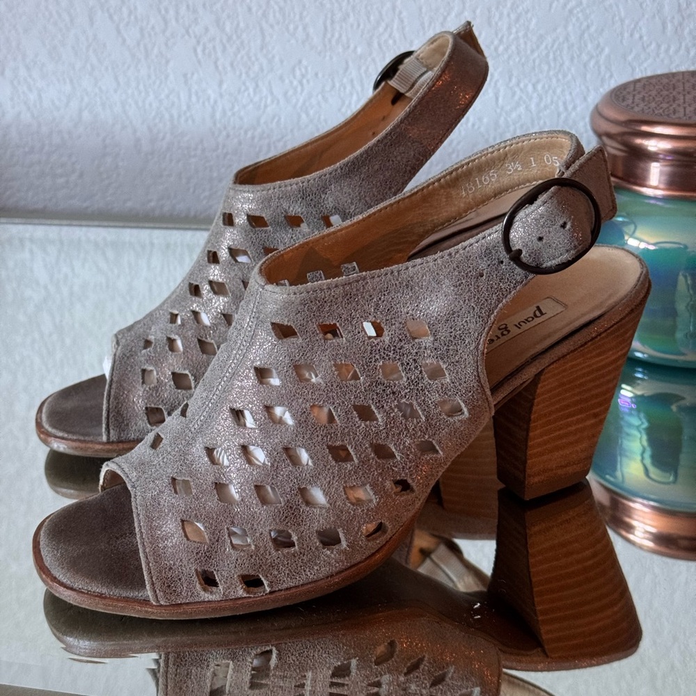 Paul Green Silver Gray Sandals with Perforated Design